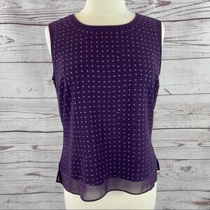 G by Giuliana Rancic dark purple studded blouse